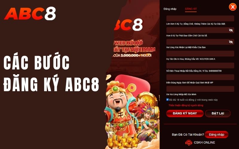 Các bước để đăng ký ABC8